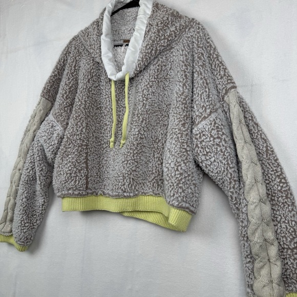 Free People Wild Heart Faux Shearling Pullover Size L Green - Picture 5 of 14